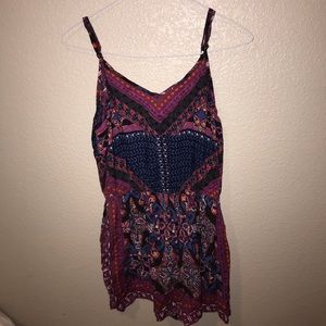 Purple tribal print romper